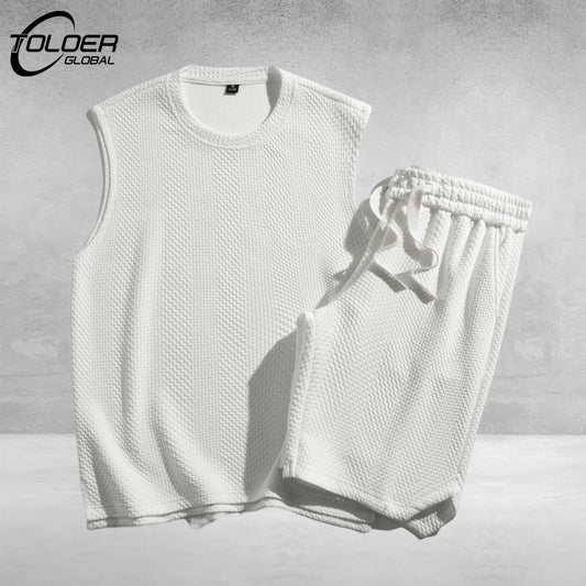 New Men Streetwear Fashion Suits Sleeveless T Shirt Outfit Shorts 2 Piece Set Tracksuits High-quality Leisure Unisex Sports Sets