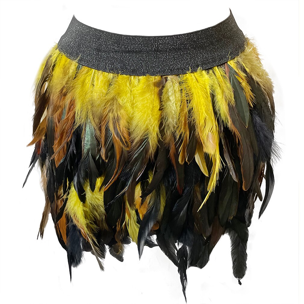 New Design Party Event Plumage Women Harajuku Sexy Lingerie Gothic Harness Garters Belt Swan Feather Skirt