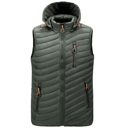 New Removable Hat Men's Waistcoat Simple Solid Color Warm Mens Jackets and Coats Winter Fashion Comfortable Men Vests
