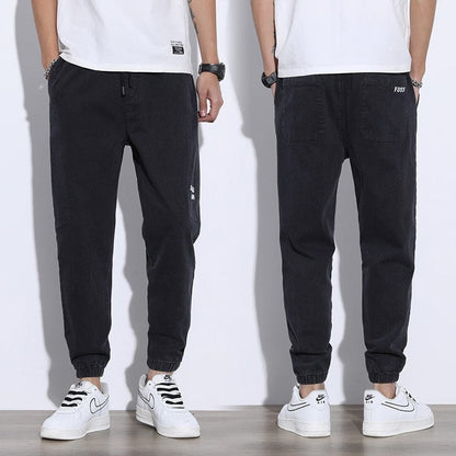 Spring Summer Men's Jeans Cotton Denim Hip Hop Slack Bottom Joggers Streetwear Skinny Blue Pants Hombre Harem Trousers Men M-4XL