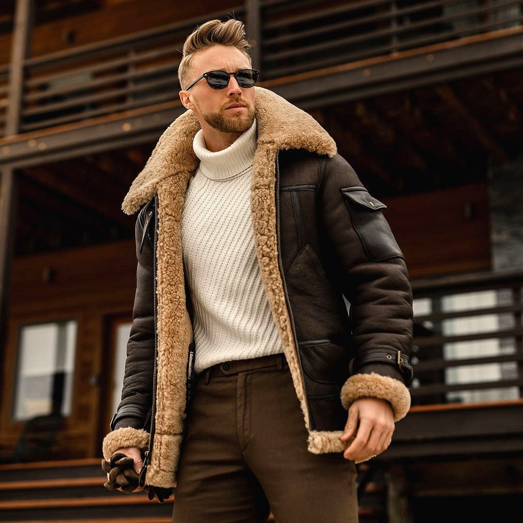 Fashion Jacket Men Vintage Thicken Coat Mens Zipper Artificial Fur Collar Jacket Long Sleeve Padded Leather Jacket Plus Size 5XL