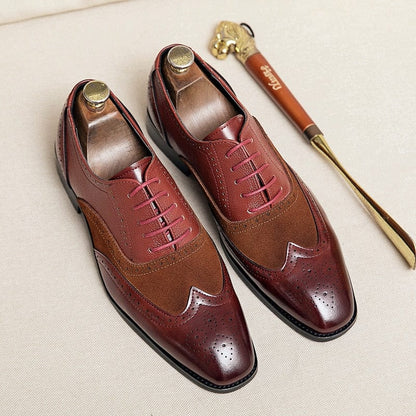 High Quality Men's Dress Leather Shoes Lace up Casual Shoes Men Dress Shoes Brogue Shoes Vintage Classic Business Wedding Shoes