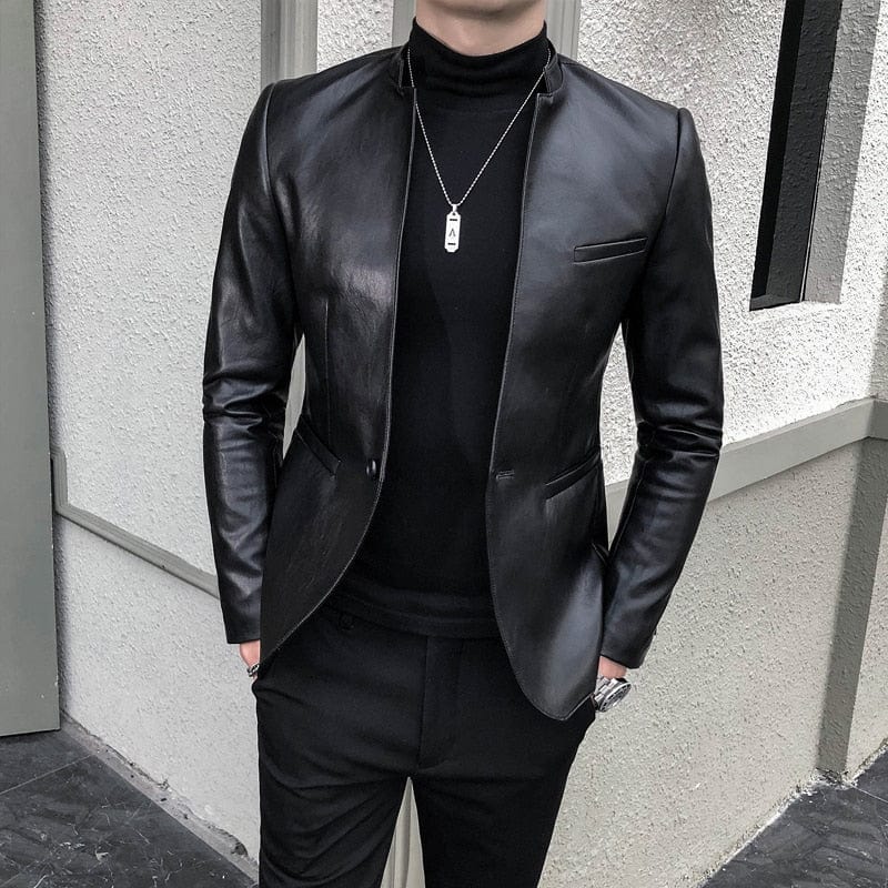 2022 Brand Clothing Fashion Men&#39;s High Quality Casual Leather Jacket Male Slim Fit Business Leather Suit Coats/Man Blazers 4XL