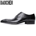 Luxury Design Men Oxford Shoes Lace up Split Toe Weave Printing Black Green Men Dress Shoes Office Wedding Leather Shoes For Men