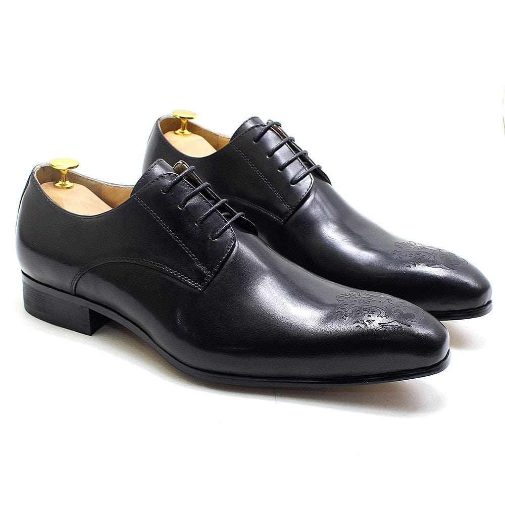 Classic Business Shoes Men Oxford Derby Genuine Leather Pointed Toe Fashion Lace Up High Quality Office Wedding Formal Shoe Male