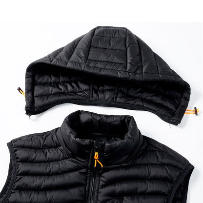 New Removable Hat Men's Waistcoat Simple Solid Color Warm Mens Jackets and Coats Winter Fashion Comfortable Men Vests