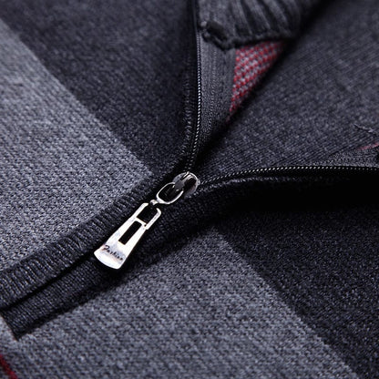 Zipper Thick Warm Winter Striped Knitted Pull Sweater Men Wear Jersey Mens Pullover Knit Mens Sweaters Male Fashions 93003