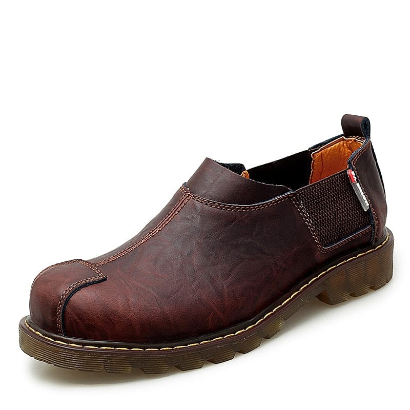 Men's Big-head Leather Shoes Fashion Genuine Leather Casual Shoes Top Quality Dress Oxford Shoes Men Flats Work Shoes Size 38-47