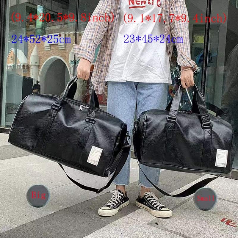 Unisex Leather Luggage Bag With Shoes Travel Clothes Storage Bags Zipp