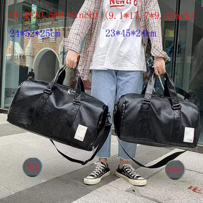 Unisex Leather Luggage Bag With Shoes Travel Clothes Storage Bags Zipp