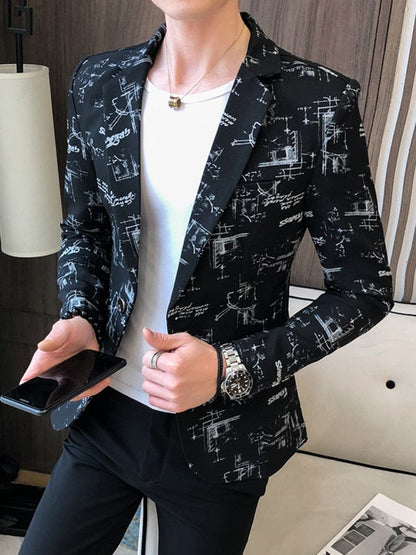 New Brand Clothing Fashion Men's Spring High Quality Leisure Business Suit Male Printing Casual Blazers Jacket Plus Size S-3XL