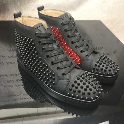 Luxury shoes, men's shoes, leather shoes, red-soled shoes, high-top men's shoes, casual shoes, printed shoes, black shoes