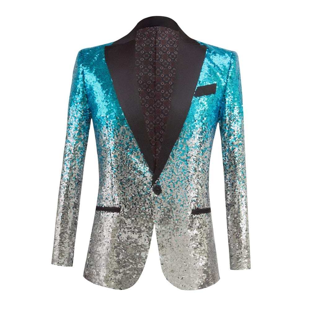 Black Sequin One Button Shawl Collar Suit Jacket Men Bling Glitter Nightclub Prom DJ Blazer Jacket Men Stage Clothes for Singers