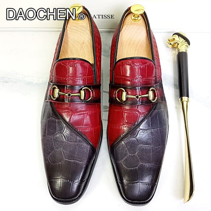 LUXURY BRAND MEN LEATHER SHOES MIXED COLORS SUMMER HORSEBIT LOAFERS MEN DRESS SHOES SLIP ON WEDDING OFFICE MEN'S CASUAL SHOES