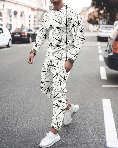 Men' s 3D SET Printed Long Sleeve Suit Men' s Sportswear Long Sleeve Men's