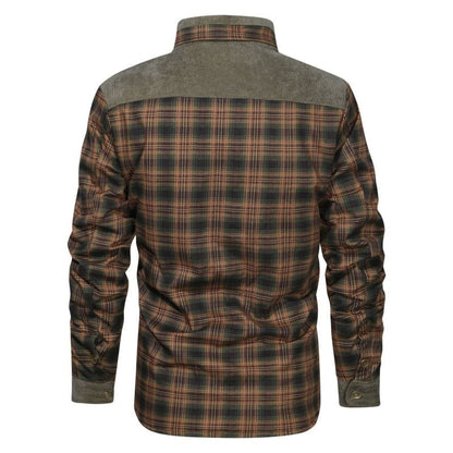 Fannel Shirt Style Jacket Autumn Winter Men's Warm Cotton Outwear Fleece Thick Daily Leisure Multiple Pockets Coat