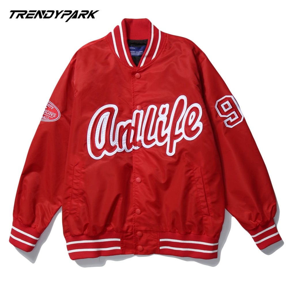 Men's Varsity Bomber Jackets Embroidery Letters Oversized Hip Hop Streetwear Casual Baseball Uniform Coats Vintage Male Clothing