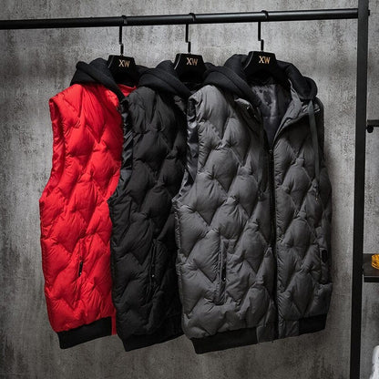 Fashion Men's Vest Jacket Hooded Autumn Winter Warm Sleeveless Jacket Men Casual Black Vest Thicken Plus Size Waistcoat L-5XL