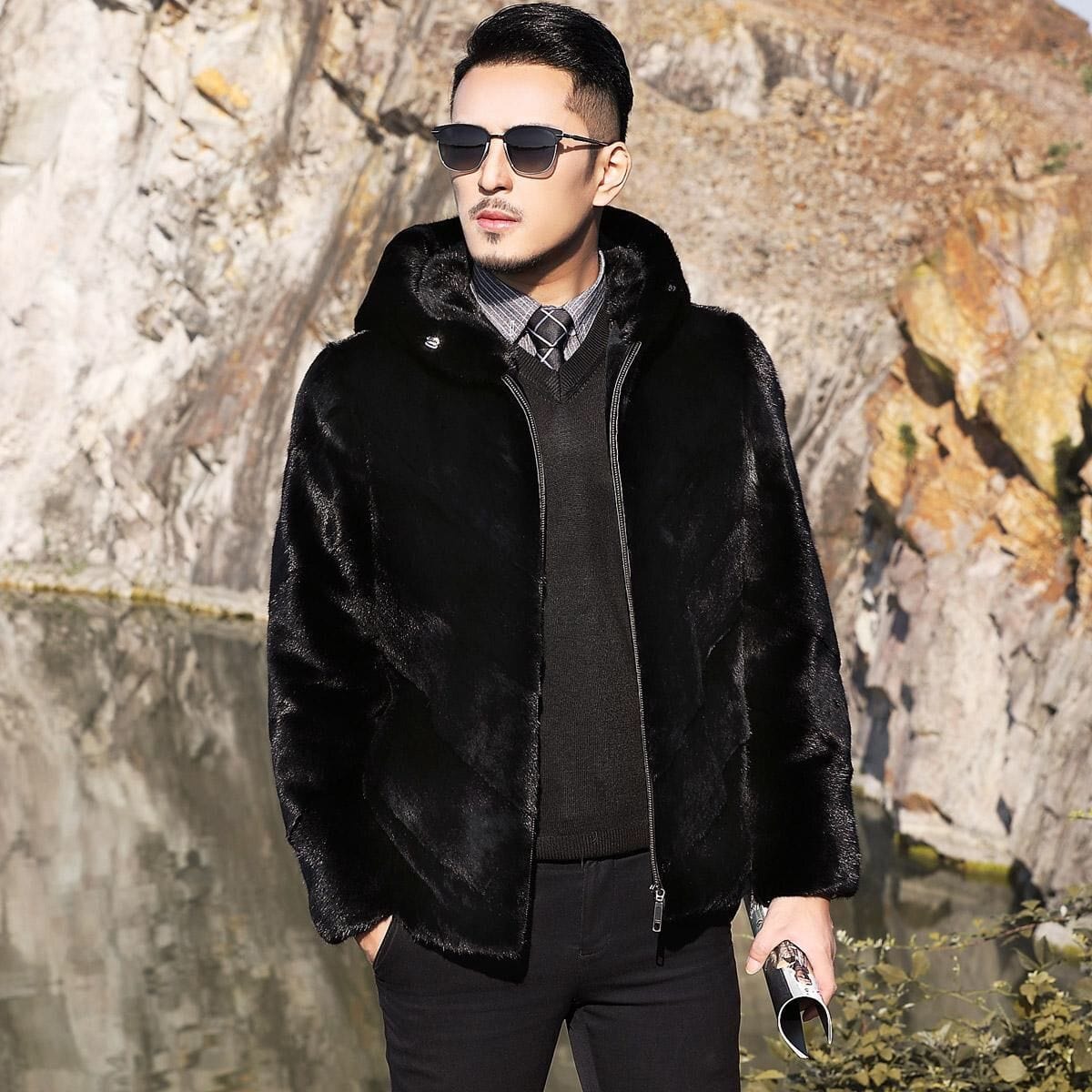 2022 Autumn Winter New Men&#39;s Faux Mink Fur Coat Lapel Thick Warm Jackets Fashion Mens Eco-Friendly Faux Fur Coats Jackets L49