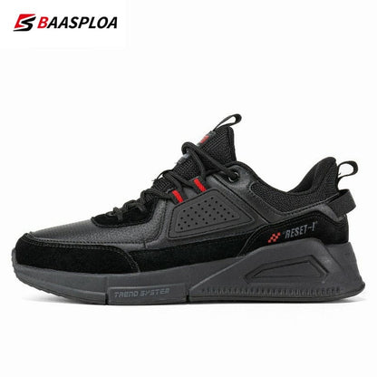 Baasploa Men Casual Waterproof Running Shoes Fashion Leather Skateboard Shoes Non-slip Wear-resistant Male Sport Shoes  New