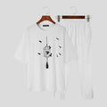 Fashion Well Fitting Men's Printed Short Sleeve Shirt Pants Suit Casual Streetwear Male Holiday Suit 2 Pieces S-5XL INCERUN