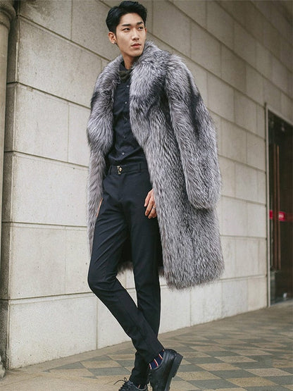 PFHQ  Men's Loose Trendy Imitation Mink Hair Coat New Fashion Faux Fur Fox Long Big Size Male Clothes Free Shipping 21Q4429