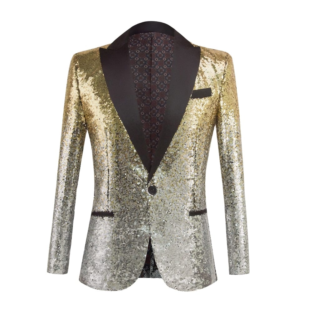 Black Sequin One Button Shawl Collar Suit Jacket Men Bling Glitter Nightclub Prom DJ Blazer Jacket Men Stage Clothes for Singers