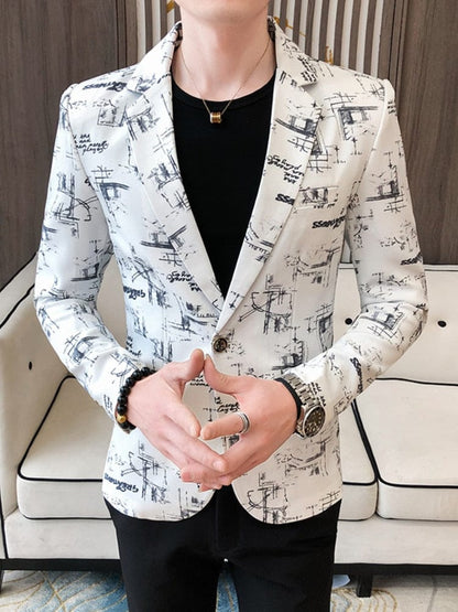 New Brand Clothing Fashion Men's Spring High Quality Leisure Business Suit Male Printing Casual Blazers Jacket Plus Size S-3XL