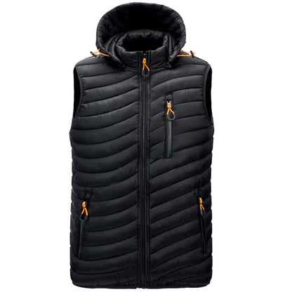 New Removable Hat Men's Waistcoat Simple Solid Color Warm Mens Jackets and Coats Winter Fashion Comfortable Men Vests
