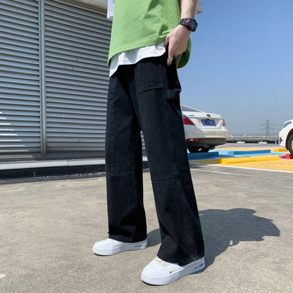 LAPPSTER Men Patchwork Baggy Casual Jeans Pants  Mens Y2k Japanese Streetwear Denim Trousers Male Vintage Kpop Fashion Jeans