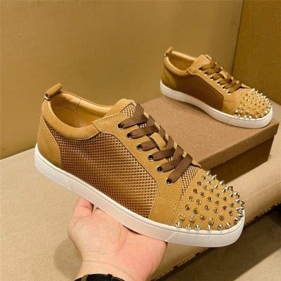 Luxury shoes, red bottom shoes, men&#39;s shoes, rivets, low-top leather, all-match casual sneakers shoes 35-48