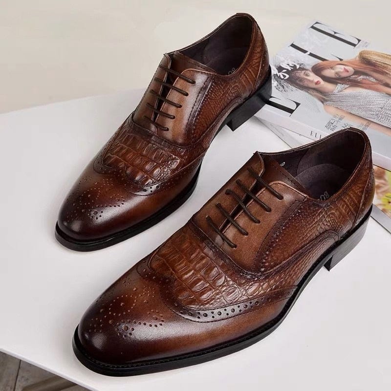 Men casual shoes Brock Oxford retro leather men formal shoes spring and autumn 2022 new men&#39;s  shoes for men