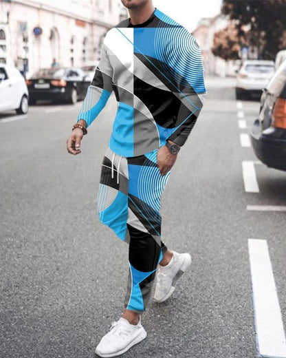 Men' s 3D SET Printed Long Sleeve Suit Men' s Sportswear Long Sleeve Men's