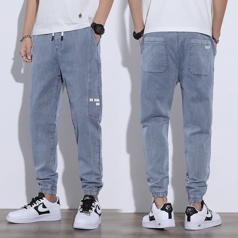 Spring Summer Men's Jeans Cotton Denim Hip Hop Slack Bottom Joggers Streetwear Skinny Blue Pants Hombre Harem Trousers Men M-4XL