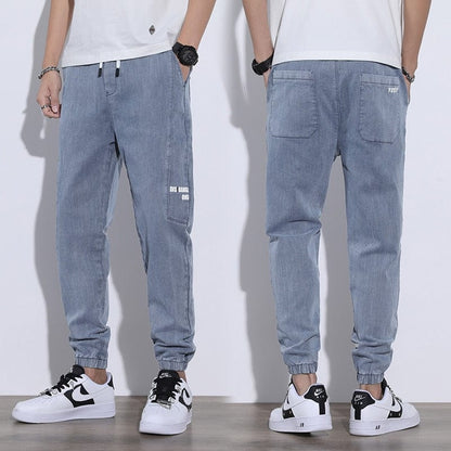 Spring Summer Men's Jeans Cotton Denim Hip Hop Slack Bottom Joggers Streetwear Skinny Blue Pants Hombre Harem Trousers Men M-4XL
