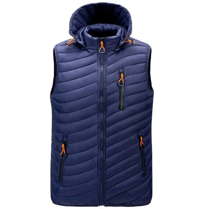 New Removable Hat Men's Waistcoat Simple Solid Color Warm Mens Jackets and Coats Winter Fashion Comfortable Men Vests