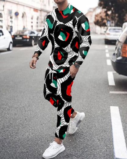 Men' s 3D SET Printed Long Sleeve Suit Men' s Sportswear Long Sleeve Men's