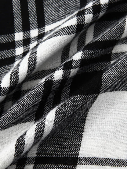 One Size Smaller,  Flannel Loose Shirt For Men Plaid Long Sleeve Casual Button-Down Shirts With Hood Christmas Gifts