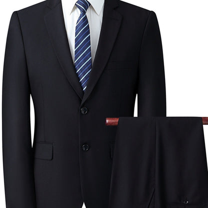 Solid Suits, Men's Two-piece Buckle Back Split Lapel Coat + Pants, Fashion Business Suit Classic Regular Fit Solid Color
