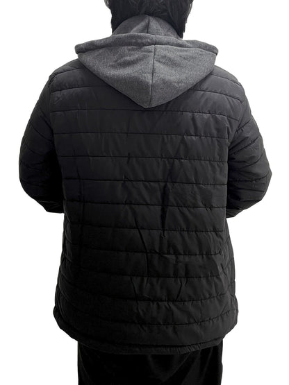 Men's Thermal Hooded Puffer Coat, Winter Casual Loose Solid Color Drawstring Hooded Puffer Coat With Pockets