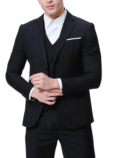New Men's Two-button Business Casual Suit Three-piece Suit