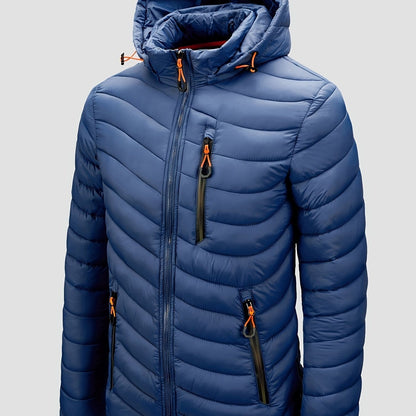 Men's Casual Classic Hooded Padded Jacket, Long Sleeve Fleece Thermal Detachable Drawstrings Outwear For Winter