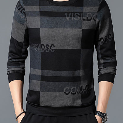 New Winter Men's Round Neck Fleece Thick Long Sleeved T-shirt Christmas Gifts