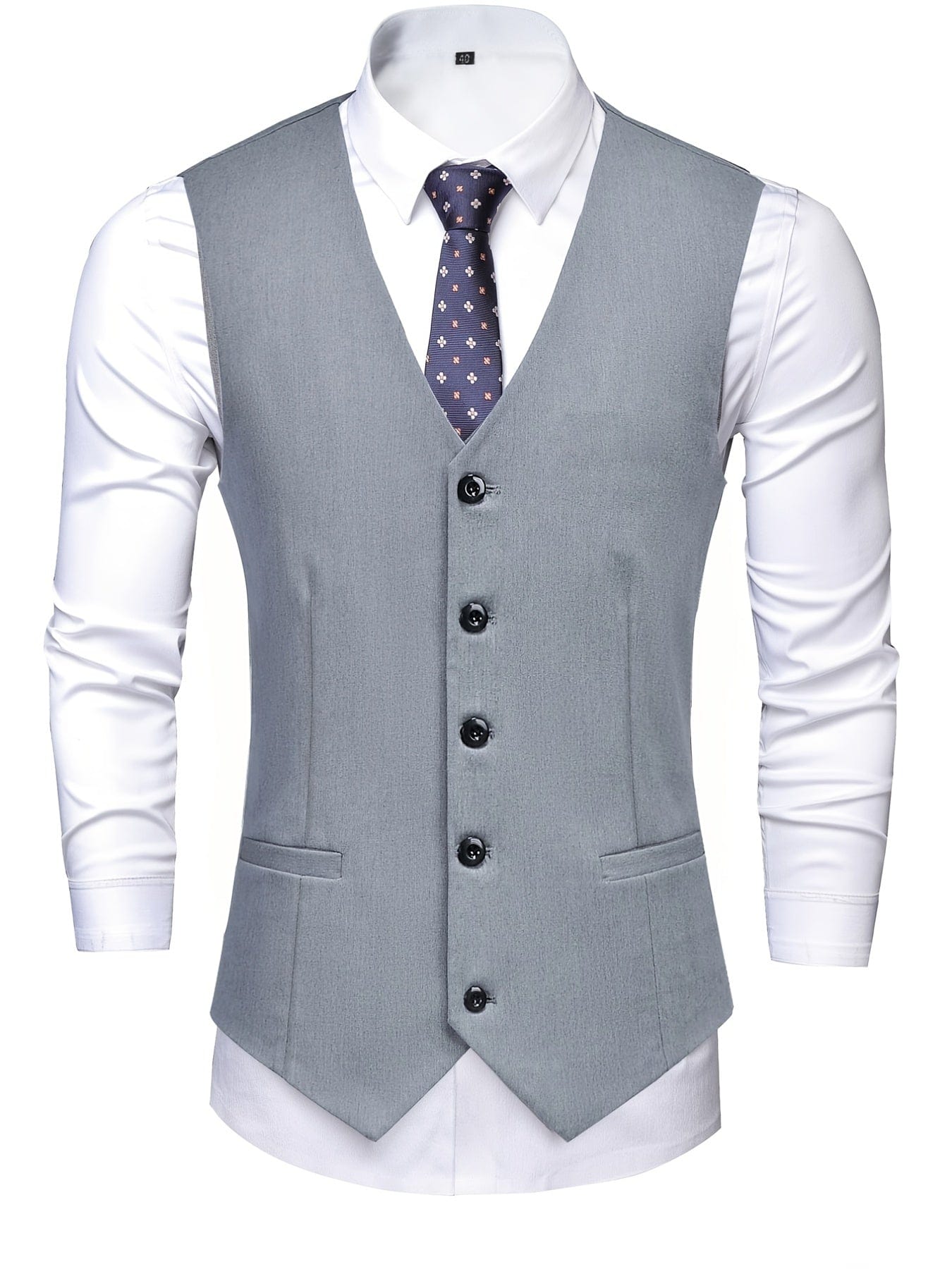 Men's Classic Gentlemen Formal Suits With Slim Fit V-neck Vest Jacket & Pants Set For Party Business