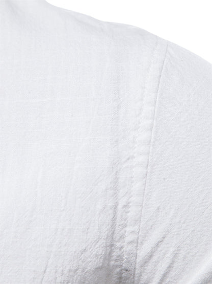 Men's Plain Color Cotton Single Breasted Long Sleeve Shirts Men's Clothes