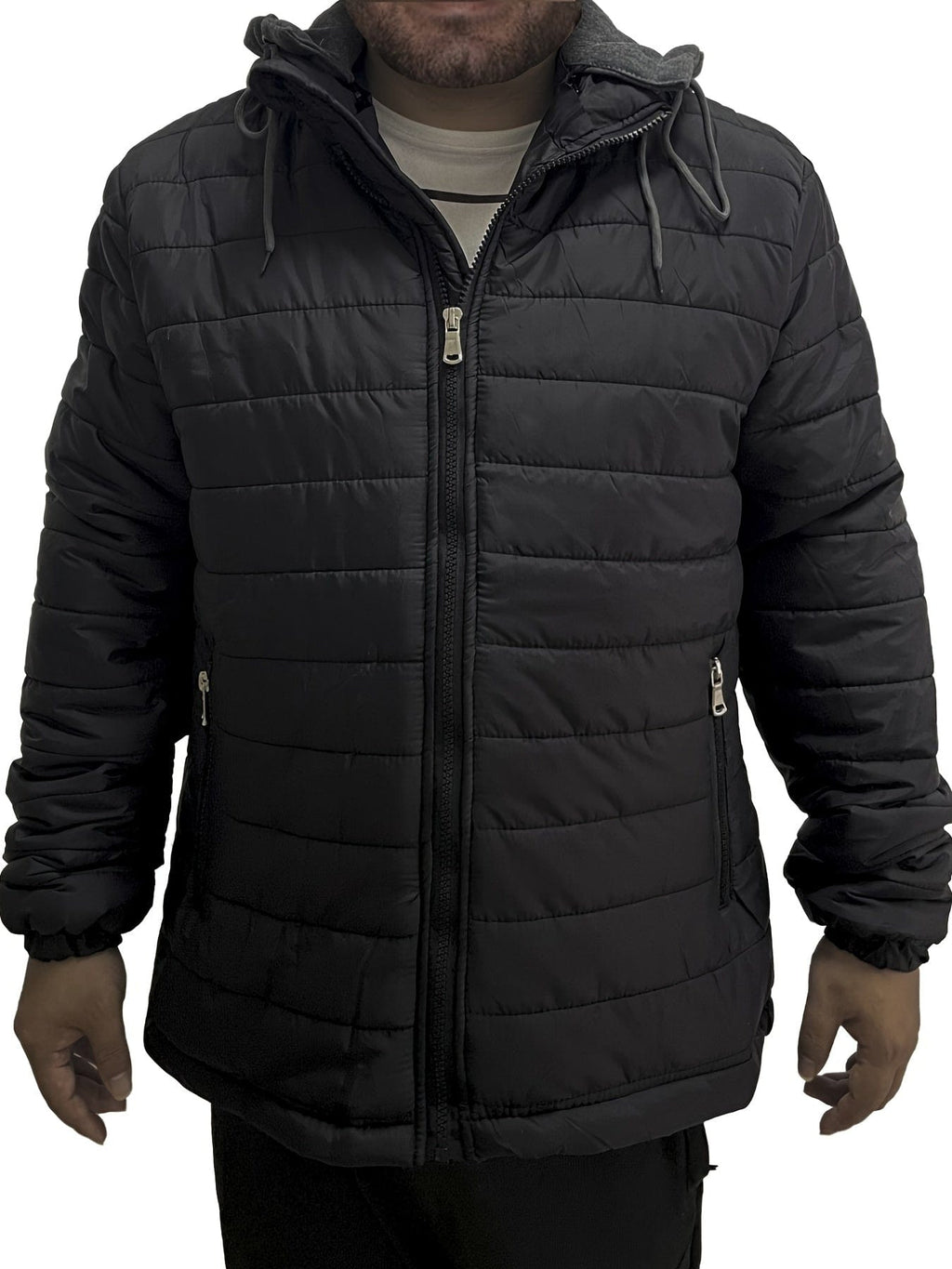 Men's Thermal Hooded Puffer Coat, Winter Casual Loose Solid Color Drawstring Hooded Puffer Coat With Pockets