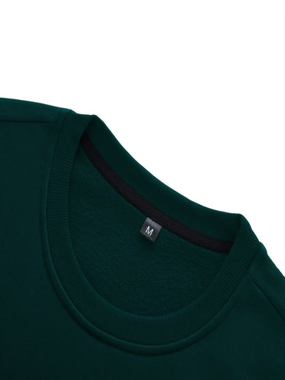 Men's Vintage Fleece V Letter Graphic Print Round Neck Pullover Sweatshirt