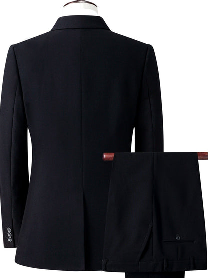 Solid Suits, Men's One Button Slim Fit Business Suit + Dress Pants