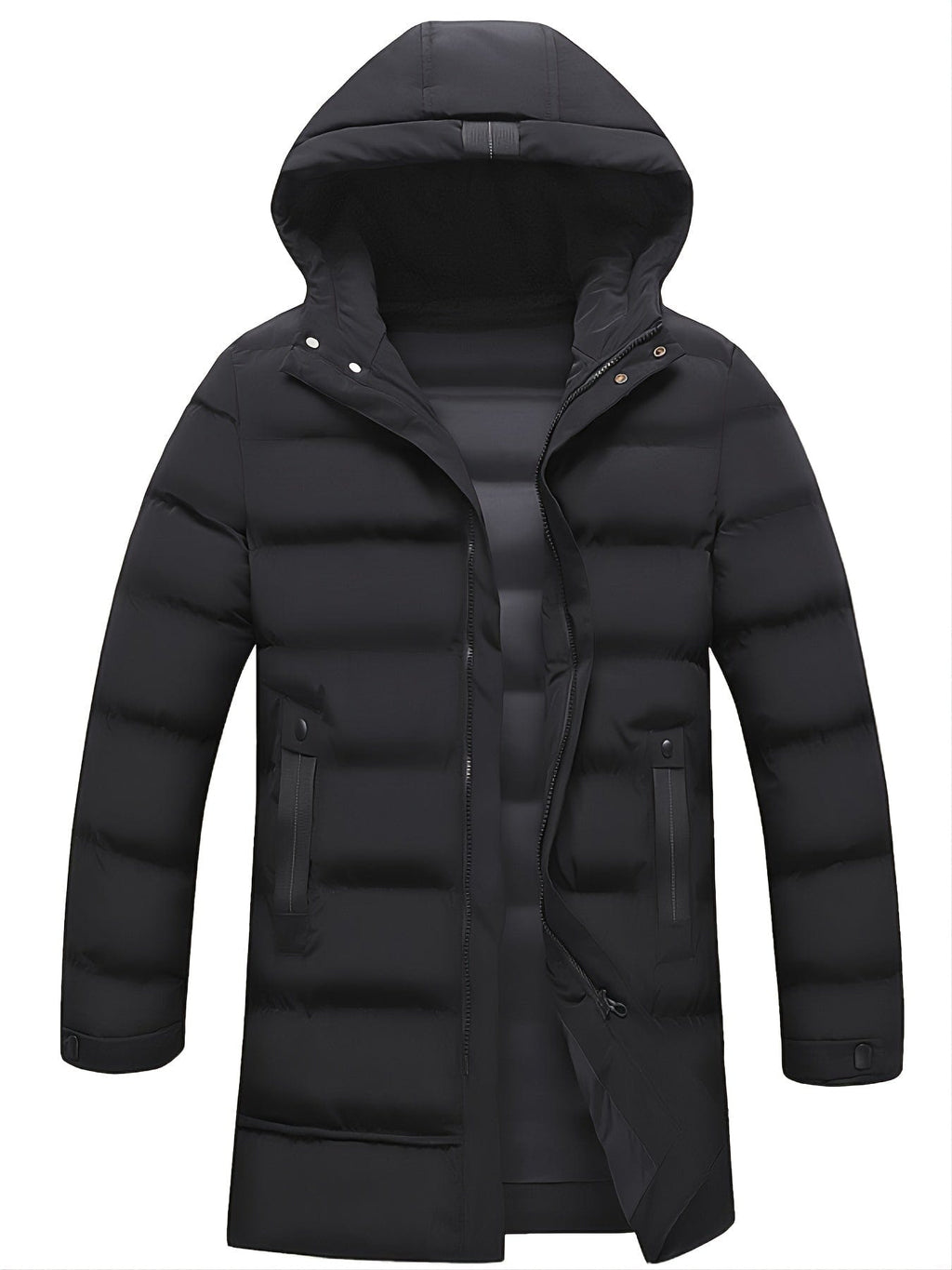 Men's Mid-length Winter Thickened Warm Hooded Padded Jacket