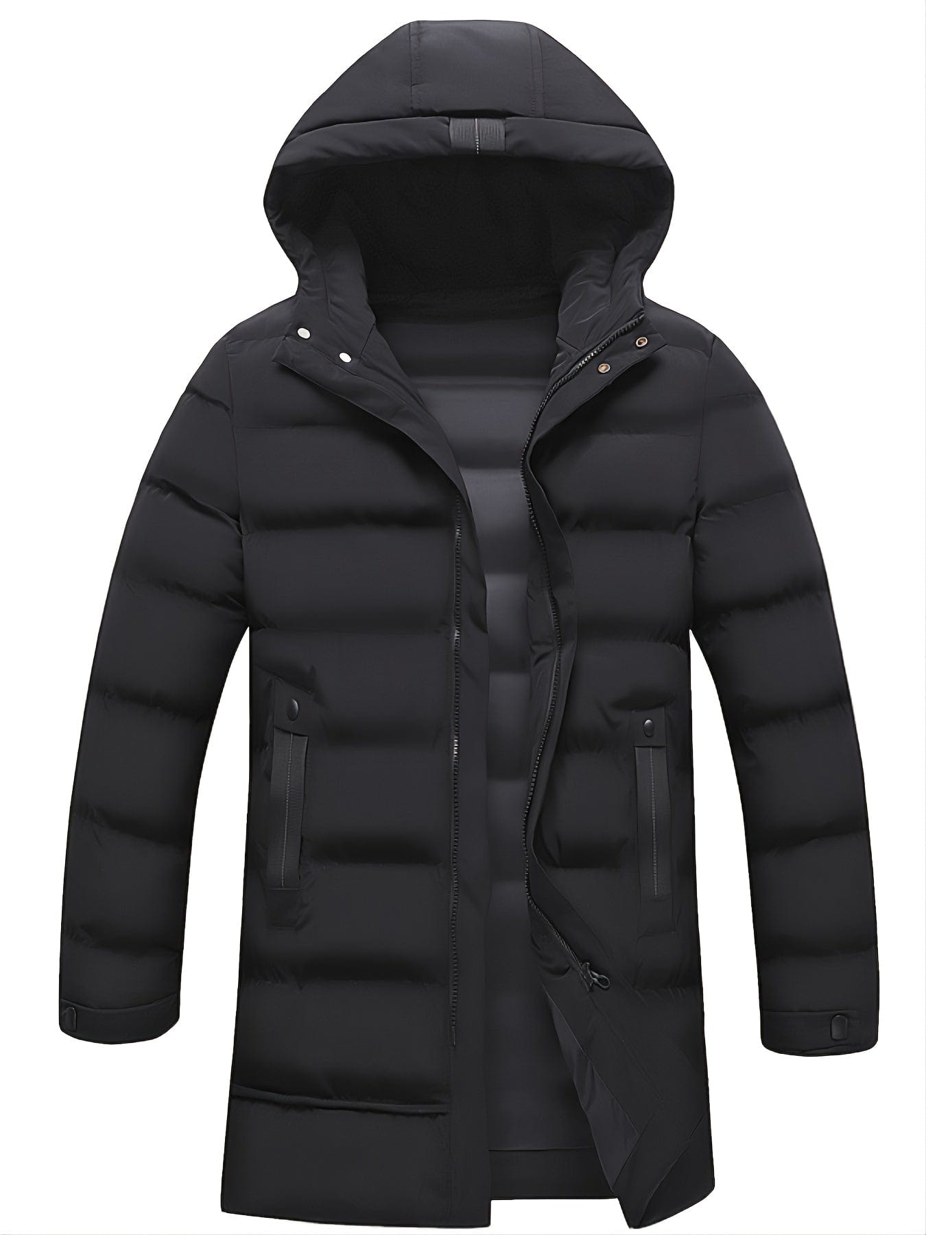 Men's Mid-length Winter Thickened Warm Hooded Padded Jacket